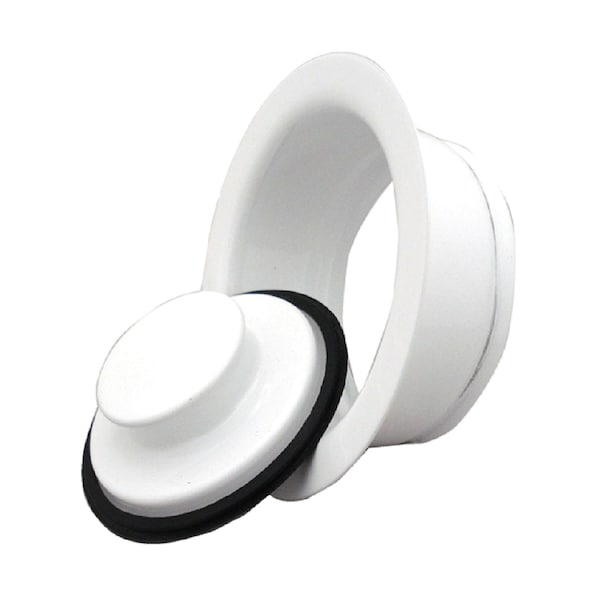 Mr. Scrappy White Sink Drain Flange and Stopper for 3-Bolt Mount Garbage Disposals 21-DSFS3-WH - main